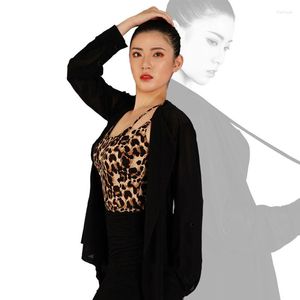 Scene Wear Black Latina Dance Shirt for Women Ballroom Practice Rumba Costume Tap Dancer Outfits Designer Kläder JL1998