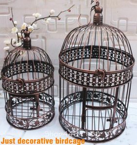 Gniazda 14x25/19x35 cm Brązowy ręcznie robiony zabytkowy metalowy dekoracyjna klatka ślubna Zestaw Cage