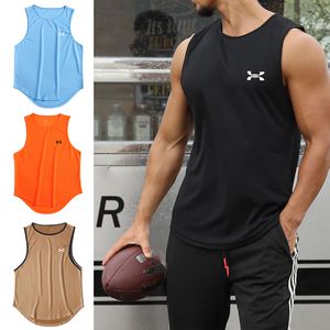 Mens tampo tops da academia de verão malha de malha de fossa de camisa de camisa sem mangas respirável Marca de camisa de basquete Men.