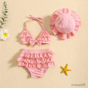 Duas-peças moda de verão recém-nascido bebê meninas roupas de banho de banho de banho
