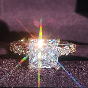 Weißer quadratischer Zirkonring Modeschmuck Strass Schmuck Valentinstag Geschenk Verlobungsring