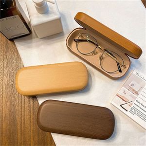 50Pcs Wood Grain Flip Eye Glasses Hard Shell Protector Metal Glasses Case With Velvet Lining Reading Eyewear Case Accessories