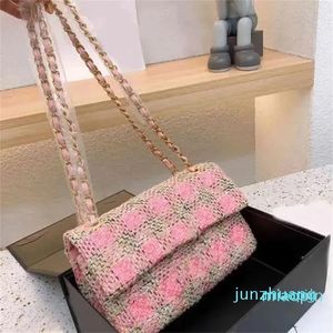 2023-Designer-Woolen Tasarımcı Çanta Zinciri Zincir Koltuklu Çanaklar Kadın Zincir Under Emfed Çanta Izgara Desen Crossbody Bags Zincir Lady Cüzdan