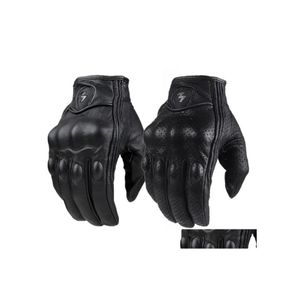 Motorcykelhandskar Retro Pursuit Perforated Real Leather Moto Waterproof Protective Gears Motocross Gift Drop Delivery Mobiles Motorc DH1VS