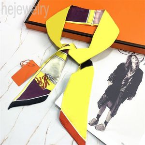 Comfortable luxury scarf creative designer silk scarf beautiful trendy summer smooth ladies fashion ribbon with multi color mixed scarf for women vintage PJ076 B23