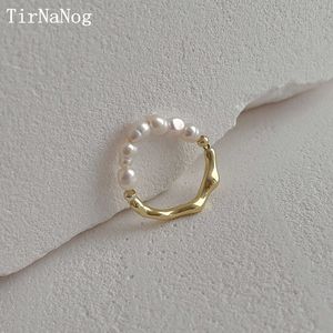 Band Rings 2023 Nya Sydkorea barock naturliga sötvatten pärlring mode lyx elegant bohemia pärlformade pekfinger ring z0509