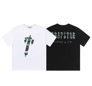 Дизайнерская модная одежда Tshirt Tees Trapstar Blue Camo Large Tletter Front Back Printed Short Sleeve American Casual Couple Fit Loose Tshirt Luxury Casual Cotton