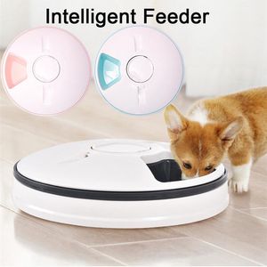 自動電動ドライウェットフード飼料犬キャットディスカーペットフィーダーキャットフィーダー24Hタイマー6グリッドドッグ猫ペット用品