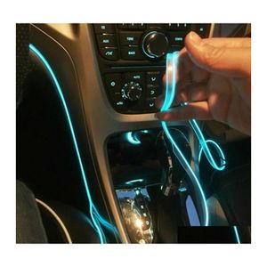 Decorazioni Interne Motoers 5M Accessori Auto Lampada Atmosfera El Linea Luce Fredda Con Usb Fai Da Te Cruscotto Decorativo Console Led Amb Dh0Av