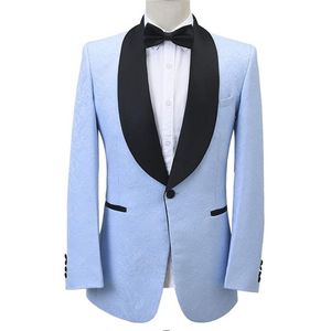 Мужские костюмы Blazers Blazer устанавливает жаккардовые цветочные свадебные мужчины костюмы черные брюки.