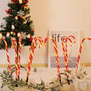 Juldekorationer Candy Cane Lights Led Yard Lawn Pathway Markers för Festival Party Year Decoration Supplies