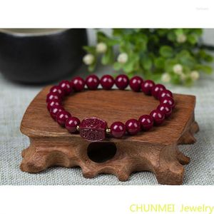 Strand Natural Cinnabar Dragon Pattern Bracelet Stop Evil Hand String High Content Emperor Handmade For Men And Women