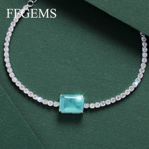 Cadeia FFGEMS ParaAiba Tourmaline Emerald Gemstone Diamonds Banglel Charm Tennis Bracelets