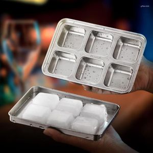 Baking Moulds 6 Grid Stainless Steel Ice Mold Food Grade Cube Square Tray DIY Bar Block Maker Box Mould