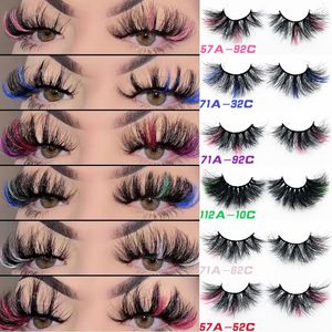 Make-up-Wimpern, Wimpernfarbe, falsche Wimpern, 25 mm, stereoskopisch, 3D, bunt, natürliches Nerzhaar, falsche Wimpern, dichte, geschwollene, gebratene Wimpern