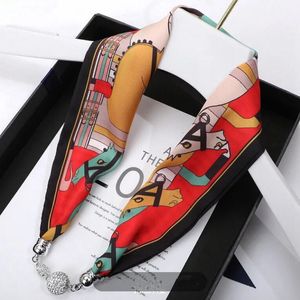 Luxury Woman Scarf Necklace Liten Silk Scarf Fashion Long Scarf Magnetic Buckle Summer Silk Scarf Necklace ClaVicle Scarf