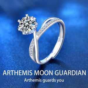 Bandringen Arthemis Moon Guardian 1CT Moissanite -ringen met certificaat diamantringen voor vrouwen lab gekweekte diamanten 925 Sterling Silver Ring Z0509