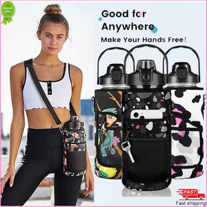 2 Liters Water Bottle With Sleeve 64 OZ Inspirational Half Gallon Bottle With Holder Straw Men Women Jug For Gym WorkoutSports