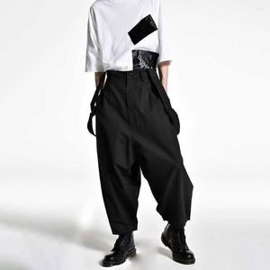 Calça masculina na primavera masculina perna larga de tamanho grande macacão japonês solto suspensórios casuais calças y2k streetwear macacão macacão de macacão