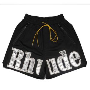 High Quality Tik Tok Influencer Same Designer Brand Rhude American Style Street Patch Embroidered Mesh Basketball Pants Loose And Breathable Summer Shorts