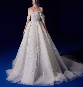 Abiti da ballo eleganti Abiti da sposa Bateau senza maniche con spalle scoperte Paillettes Applicazioni di perline Lunghezza pavimento Ruffles Cerniera Abiti da sposa Taglie forti Vestido de novia