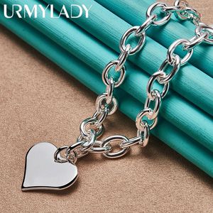 Catene URMYLADY Collana con ciondolo a cuore da 18 pollici in argento sterling 925 per gioielli da donna con ciondoli di moda per la festa nuziale