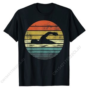 Camisetas masculinas Nadador presentes engraçados Retro Retro Sunset Swim Swimmin Camise