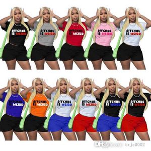 3XL Designer Womens Tracksuits Summer Sports Outfits 2 Piece Set Contrast Letter Printed Short Sleeve T-shirt och Shorts Suit