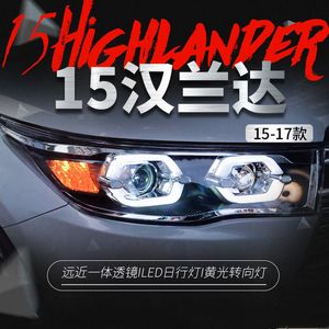Faróis de carro para Toyota Highlander 20 15-20 17 Retrofitting LED Angel Eye Luz de circulação diurna Lente Xenon Faróis