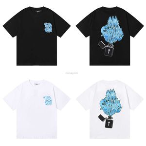 デザイナーファッション衣類 Tシャツ Tシャツトレンディ Trapstar ライターブルーフレームプリントアメリカンストリートルーズカジュアルメンズレディース半袖 Tシャツ夏の高級カジュアル St