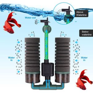 Tillbehör Fisk tankfilter med luftpump akvariumfilter Biokemisk svampfiltreringstankar vattenpumpfilter akvariumtillbehör