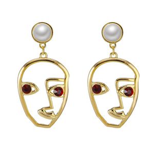 Dangle Earrings Chandelier HC Gold Multial Choice Retro Metal Fashion Abstract Hollowed Trendy Face Earring Alloy Jewelry F