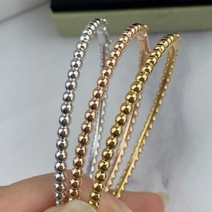Bangle Charms V Gold Quality Luxury Brand Bangle Classical Bead Pearls Bracelet Rose Platinum Designer Jewelry For Women Fashion Bijoux 230509