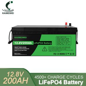 12V 200Ah Lithium Iron Phosphate Battery LiFePO4 Battery Built-in BMS for Solar Power System RV House Trolling Motor Tax Free