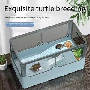 Terrarien Schildkrötenbecken, kostenloser Wasserwechsel mit Solarium, brasilianische Schildkröte, ökologische Landschaftsgestaltung, Zuchtbox, Aquariumzubehör, 220 V, 4 W