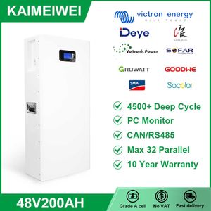 48V Powerwall LifePO4 51.2V 200AH 100AH 10KWH壁マウントバッテリーパック16S BMS RS485 CAN PV SOLAR OFF/ON GRIDの6000+サイクル