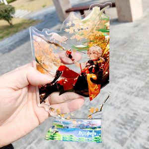 Keychains Lanyards Anime Game Genshin Impack Xiao Hutao Zhongli Otto Figures Accessories Acrylic Stand Bracket Tabletop Decoration Friend Gifts 230508