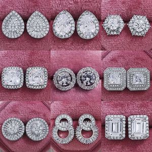 20 Styles Trendy 925 Sterling silver Lab Diamond Stud Earring Party Wedding Earrings for Women men Charm Birthday Jewelry Gift