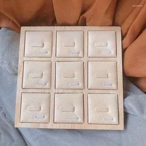 Jewelry Pouches 9 Grid Finger Ring Earring Storage Display Showcase Trays Wooden Bamboo Fashion Accessories Organizer Box