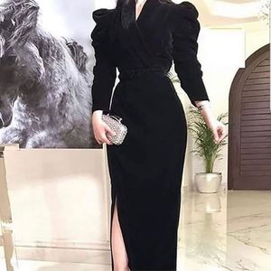 Neue Ankunft Samt Schwarz Abendkleider 2023 Partykleid Kleid Vestido De Fiesta Largos De Noche Robe Soiree Dubai Abendkleid