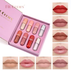 Fit Colors 8 Colors Book Lipgloss Geschenkbox Mist Face Velvet Antihaft-Cup Liquid Lipstick Set Großhandel Fast SHIP