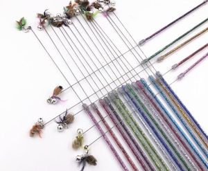 Toys usd1.45/pc pet cat kitten toys teaser wands fishing pole wands flying insect cat playing toys feather 20pcs/lot