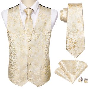 Vests Khaki Floral Men Wedding Suit Vest Jacquard Folral Silk Waistcoat Vests Handkerchief Tie Vest Suit Set Barry. Fashion Design