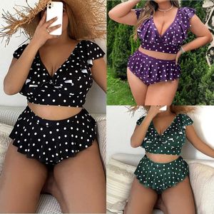 Costumi da bagno taglie forti da donna Costumi da bagno taglie forti Costumi da bagno donna Bikini sexy Dot Split Borsa morbida Costumi da bagno Donna Vita alta Costume da bagno tankini nero Mujer 4XL Z0508