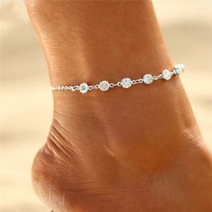 Anklets Uilz Ins Hollow Shiny Simple Crystal Chain Sexy For Womem Girls Rhinestone Boho Y2k Beach Summer Accessories Jewelry