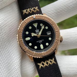 Нарученные часы Steeldive SD1996S Abalone 41 -мм бронзовый дайвер часы с кожа