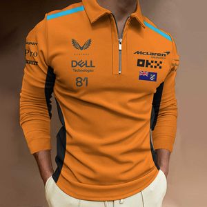 2024 F1 Men's Polo Shirt Norris Formula One Team Racing Mclaren 81 Long Sleeve Breathable Sportswear