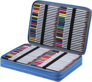 Slots färgad blyertsfodral arrangör med dragkedja stor kapacitet pennhållare väska för studentpennor eller konstnärspennor