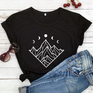 Koszulki kobiet fazy księżycowe góry T-shirt koszulka T-shirt naturalna inspiracja koszulki dla kobiet mody swobodny vintage tops