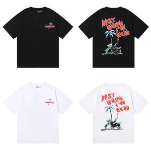 デザイナーファッション衣類 Tシャツ Tシャツブランド Trapstar ココナッツツリーリクライニングチェア快適な生活パターンプリント二重糸綿高重量半袖 Tsh